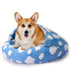 Parderry Calming Dog Beds & Cat Cave Bed with Hooded Cover Removable Washable Cute Round Beds Cozy Nook Donut Dog Bed for Small Medium Pets Anti-Slip Improved Sleep(Blue Sky16" x 16")