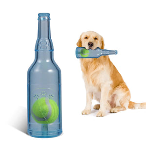 Durable Squeaky Dog Toy – Blue Bottle (Small)