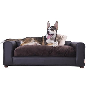 Modern Pet Sofa by Moots – Espresso Faux Leather for Medium to Large Pets