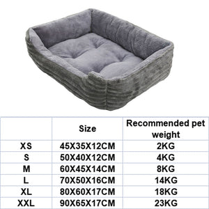 Bed For Dog Cat Pet Square Plush Kennel