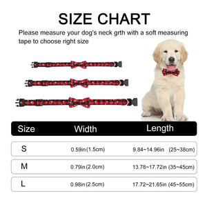 Adjustable Leather Dog Bowtie Collar Christmas